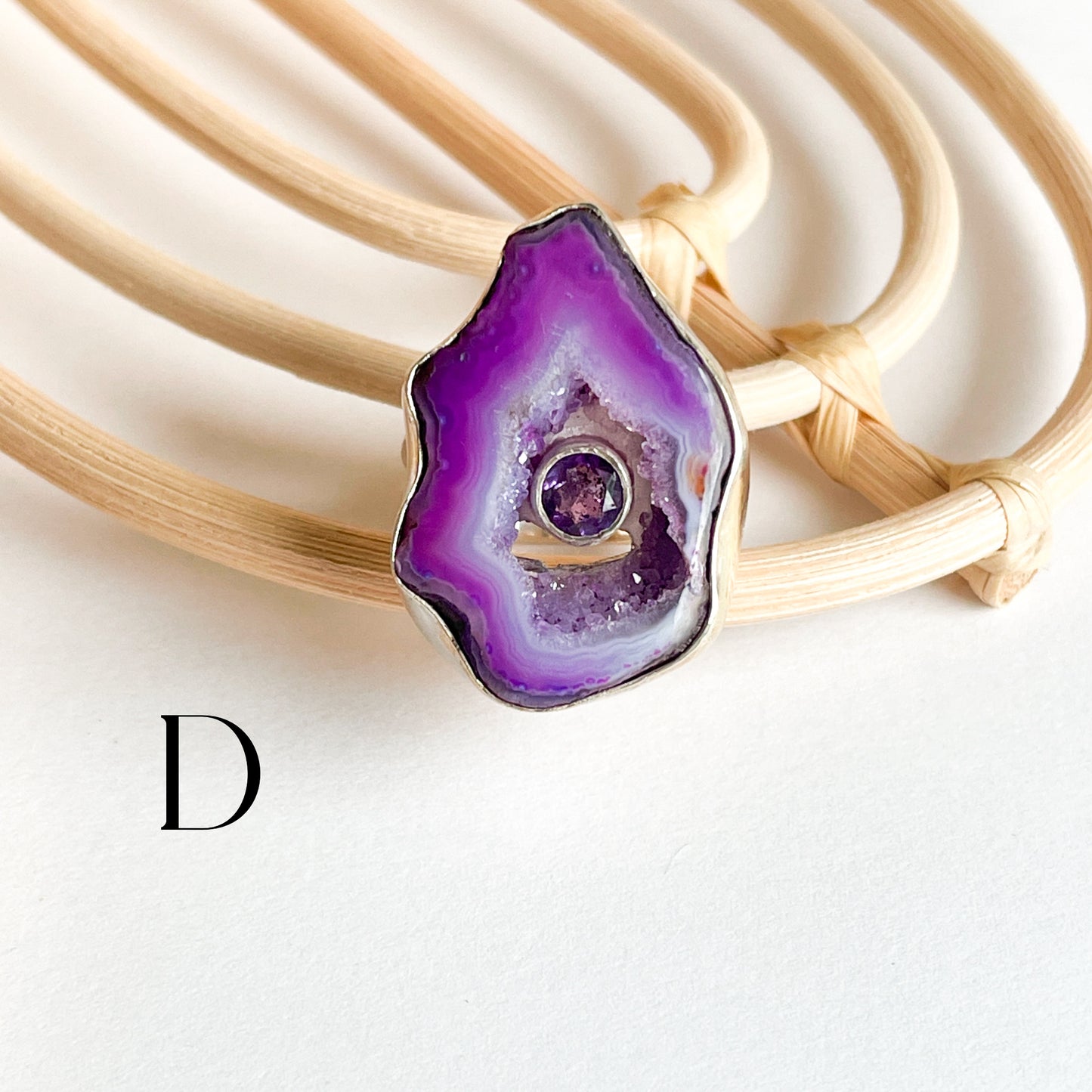 Agate With Gemstone Ring - Solid Sterling Silver