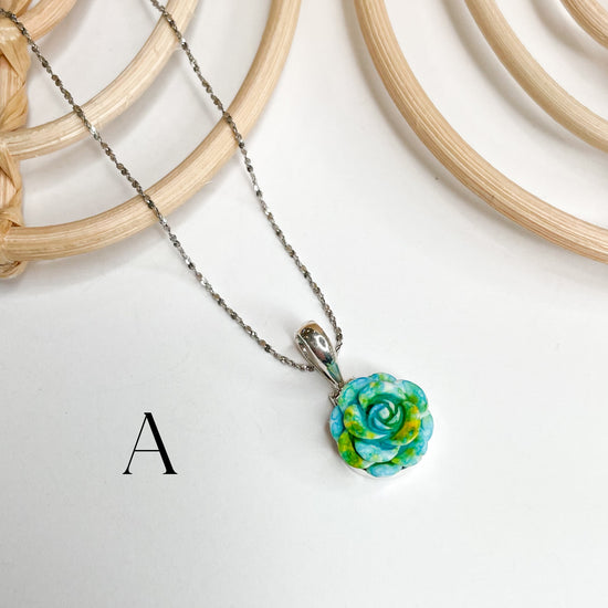 Colorful Rose Charm - Solid Sterling Silver
