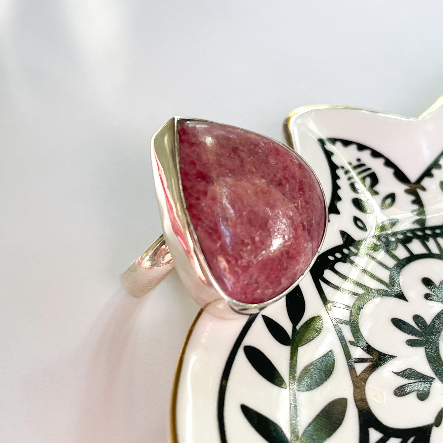 Rhodonite Ring - Solid Sterling Silver