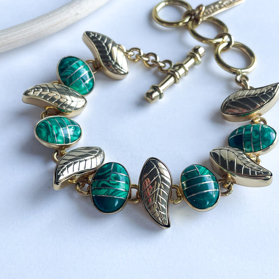Malachite & Leaf Bracelet - Alchemia