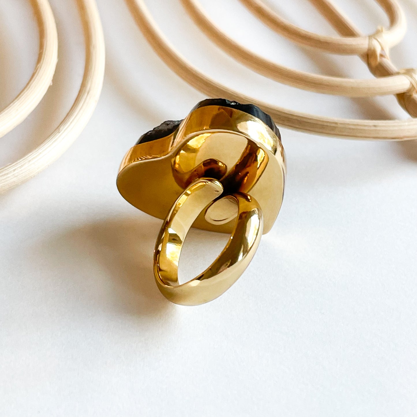 Tektite Heart Adjustable Ring - Alchemia Gold