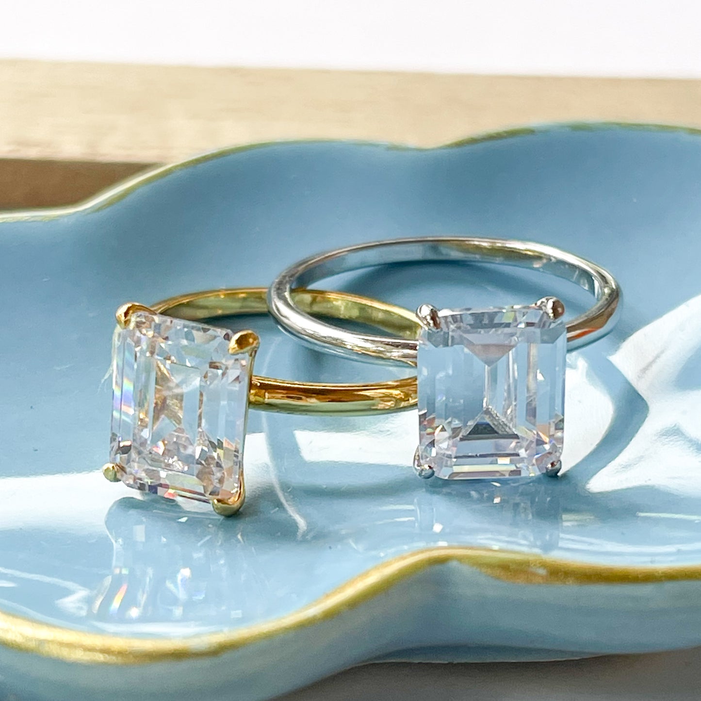 Sleek CZ Prong Sized Ring - Solid Sterling Silver or Vermeil