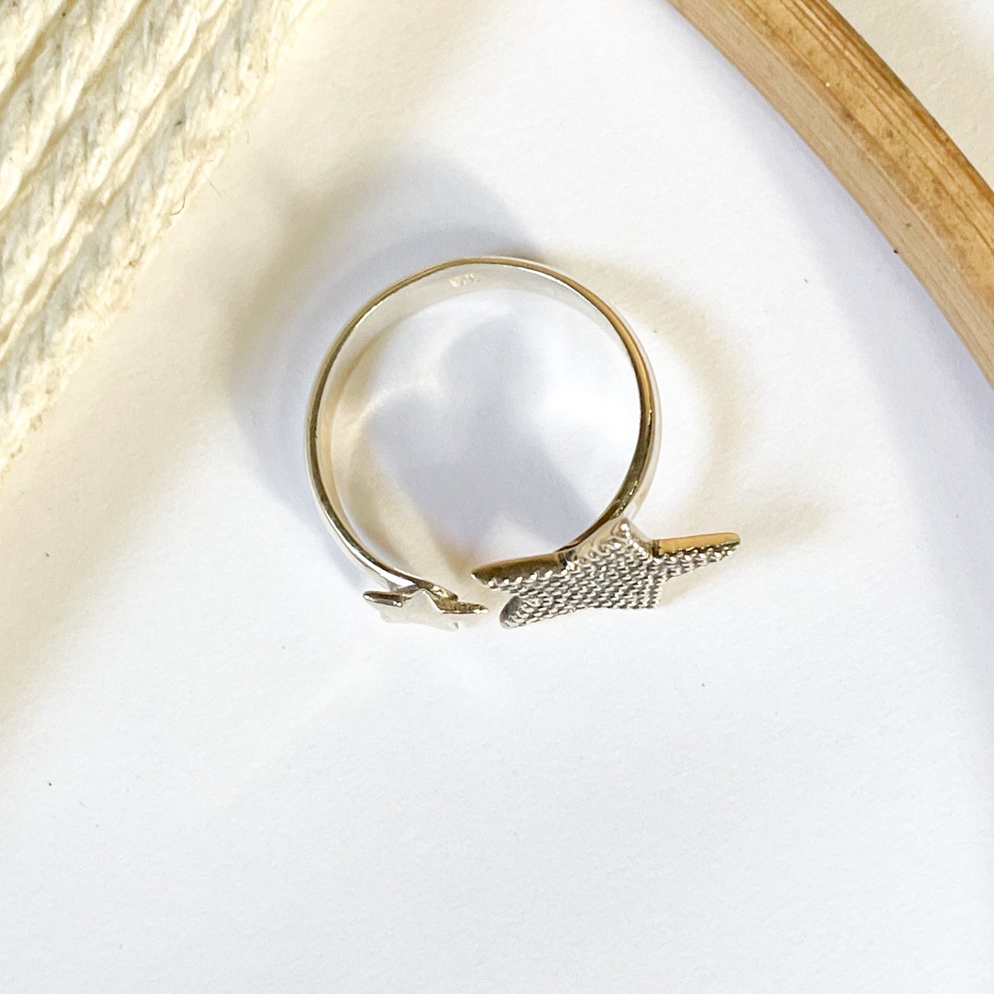 Double Star Adj Ring - Solid Sterling Silver