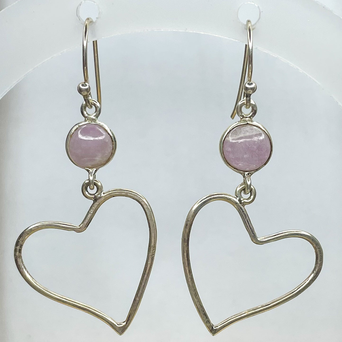 Pink Kunzite Heart Dangles-Solid Sterling Silver