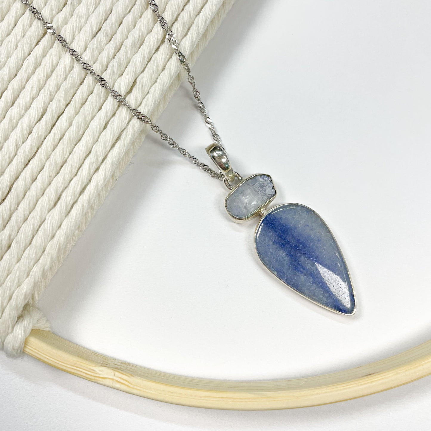 Multi Stone Dumortierite & Tierite  Pendant - Solid Sterling Silver