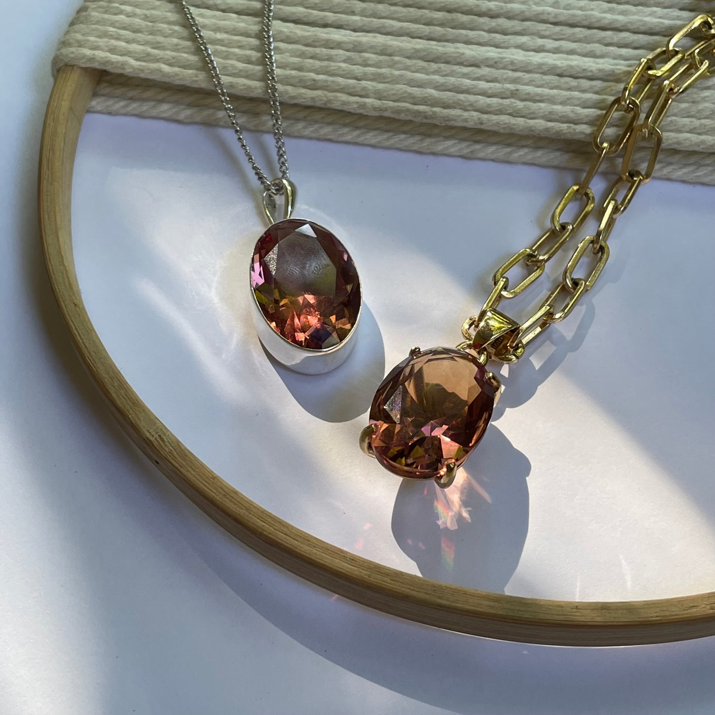 Statement Zultanite Oval Pendant - Both Metals
