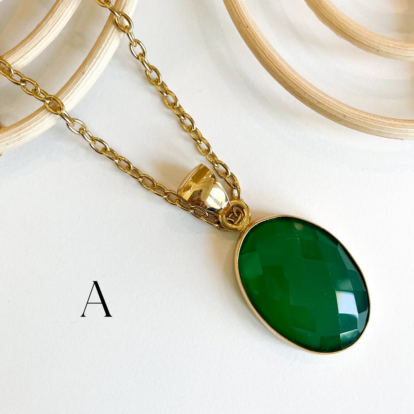 Faceted Green Onyx Pendant - Alchemia