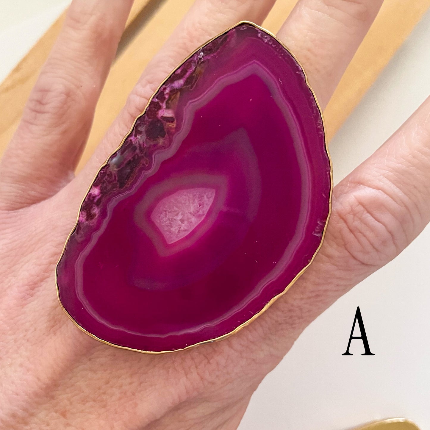 Pink or Brown Statement Agate Rings - Alchemia