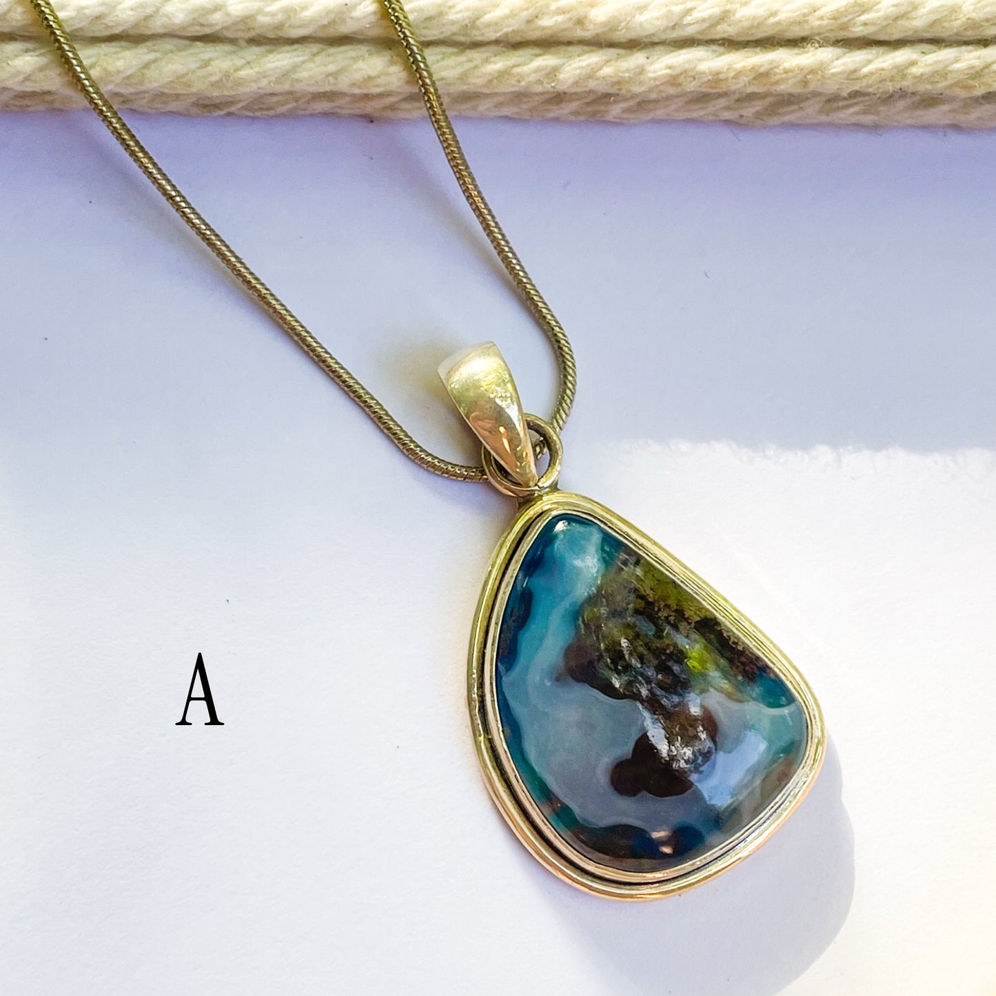 Aura Opal & Moss Agate Ring & Pendant - Solid Sterling Silver