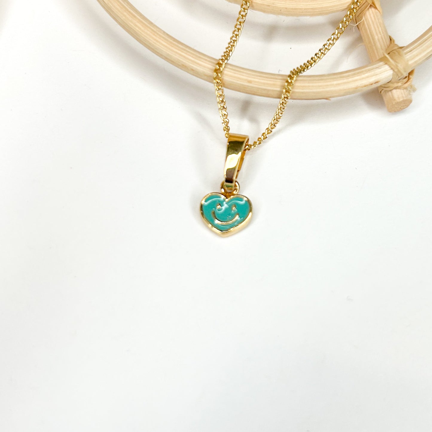 Heart Smiley Face Pendant - 18K Gold Filled