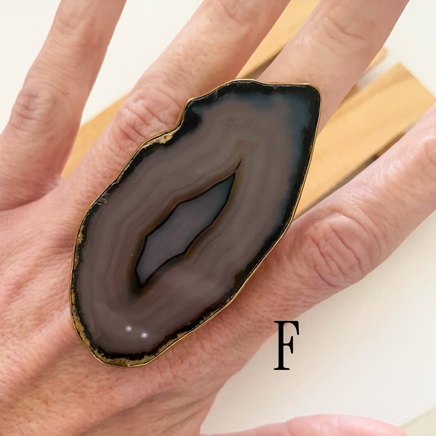 Pink or Brown Statement Agate Rings - Alchemia