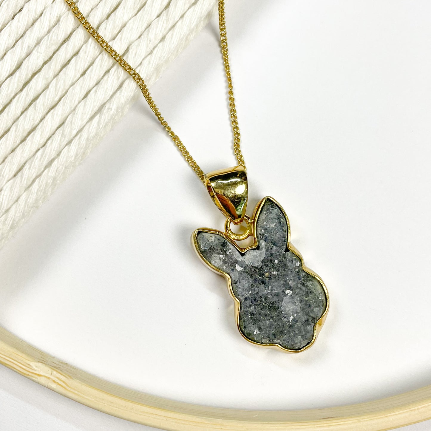Amethyst Druzy Bunny Pendant - Alchemia