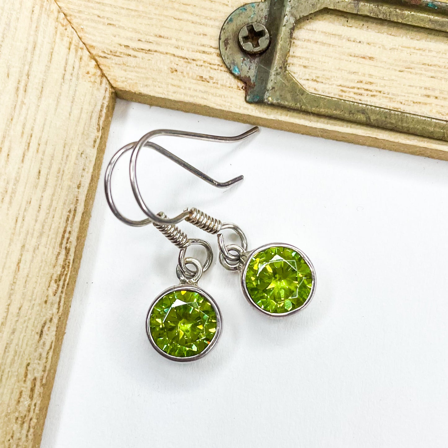 Synthetic Peridot Dangle Earrings - SSS
