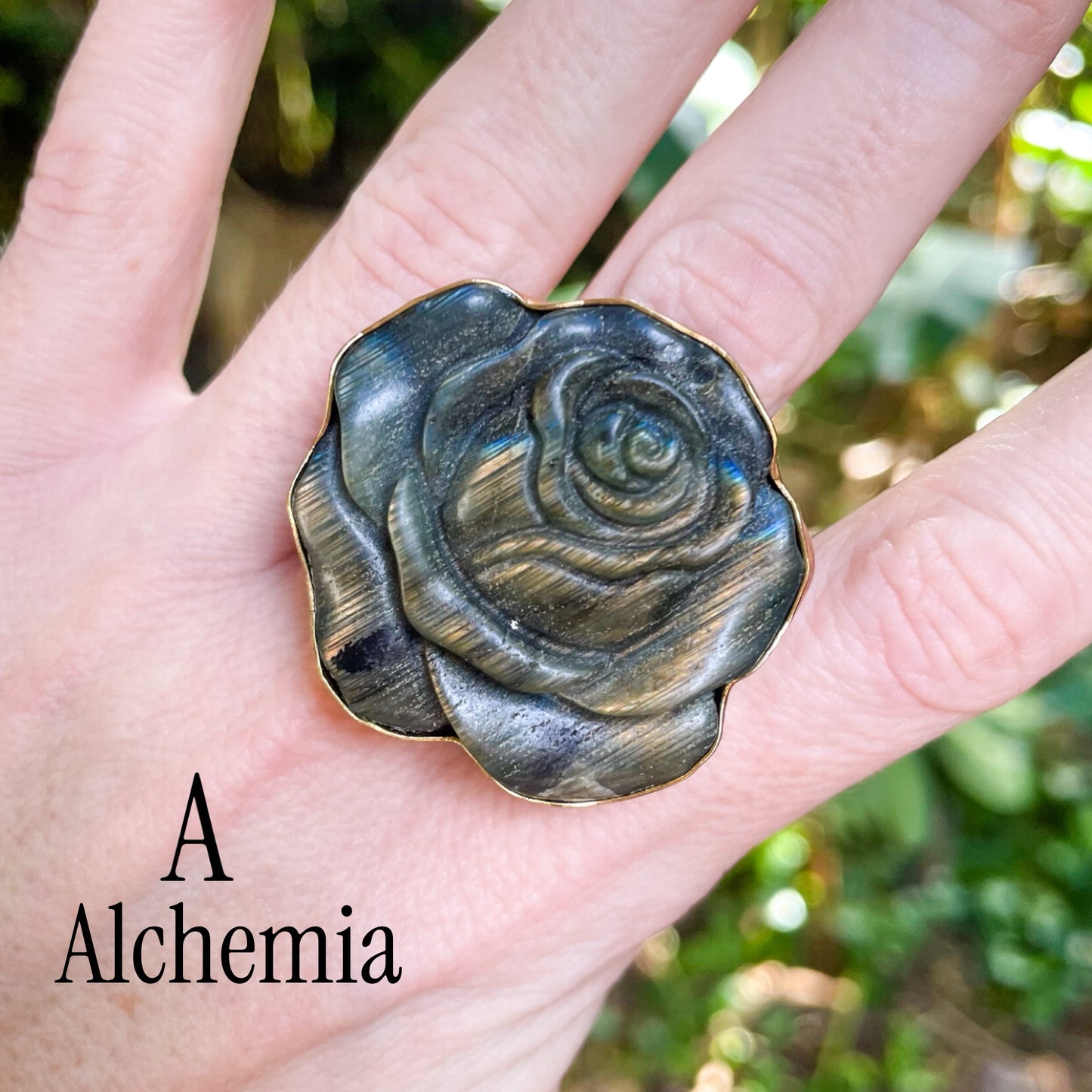 Labradorite Flower Pendant & Ring - Silver or Alchemia