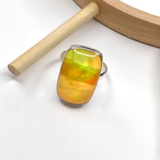 Load image into Gallery viewer, Yellow Galaxy Opal Doublet Ring - Solid Sterling Silver
