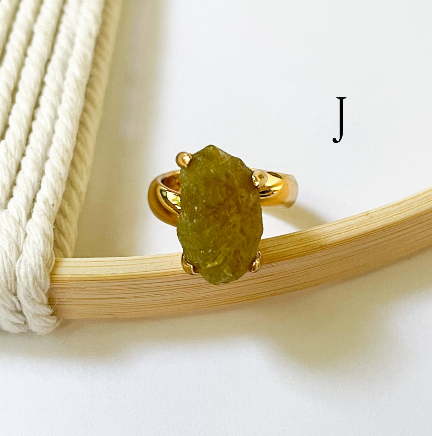 Raw Green Garnet Prong Ring - Alchemia Gold