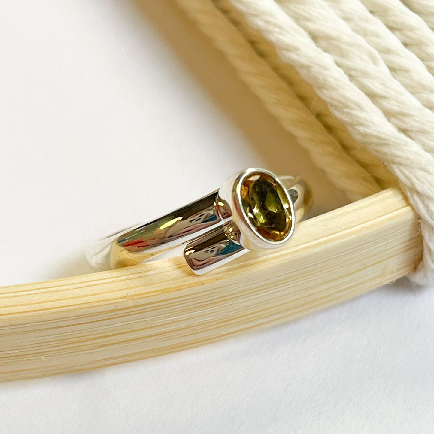 Dainty Citrine Ring - Solid Sterling Silver