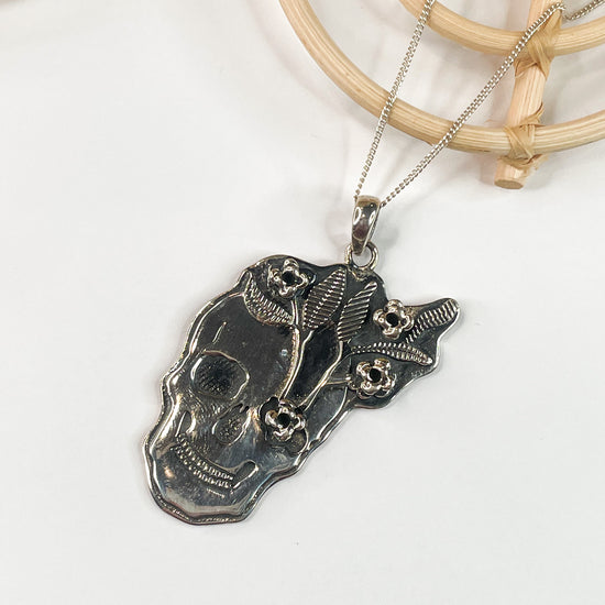 Solid Skull Pendant - Solid Sterling Silver