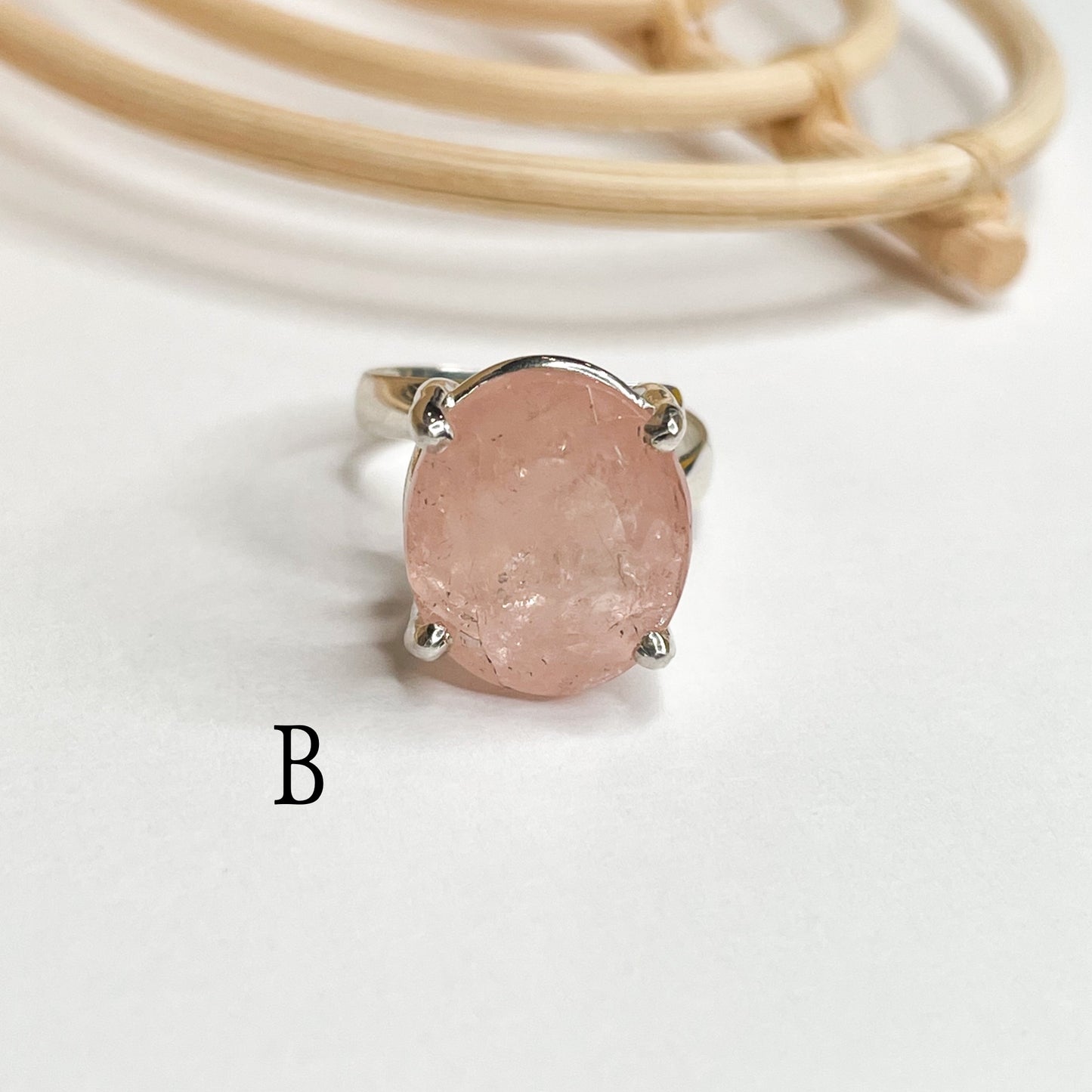 Pink/Peach Morganite Prong Ring - SSS