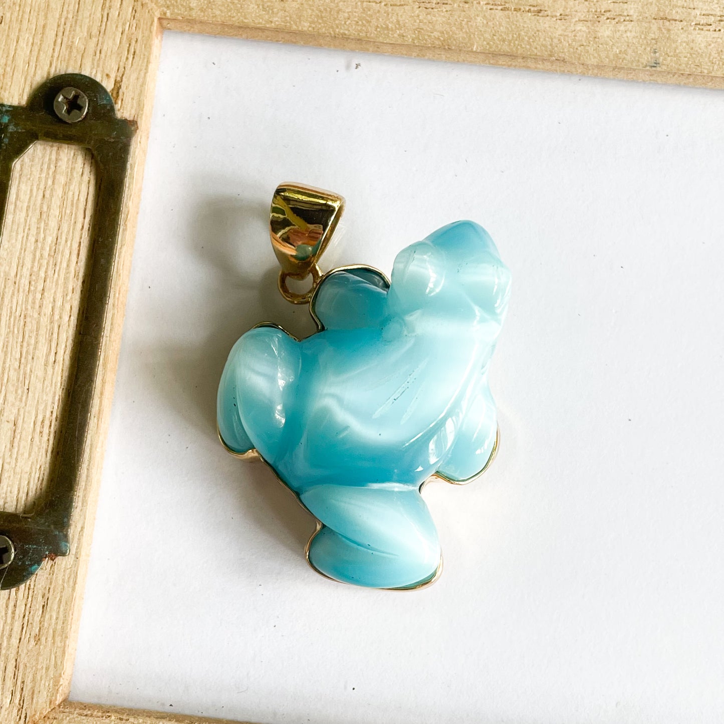 Unique Amethyst or Blue Fiber Frog Pendant - Alchemia