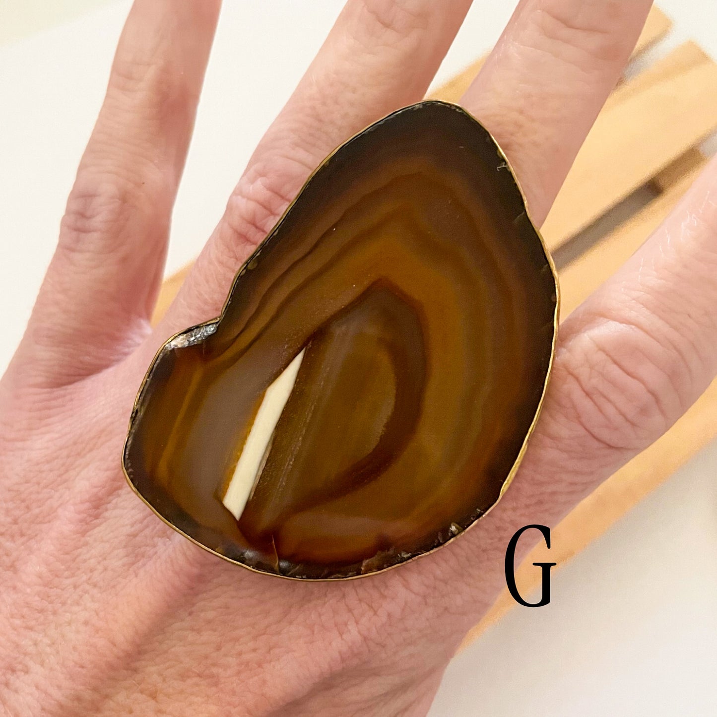 Pink or Brown Statement Agate Rings - Alchemia