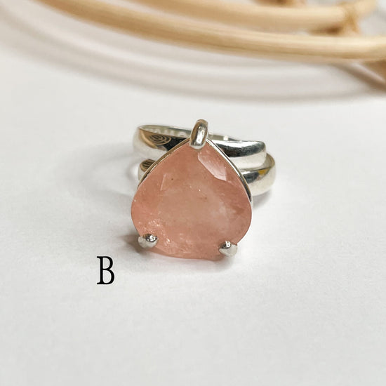 Peach Morganite Prong Ring - Solid Sterling Silver