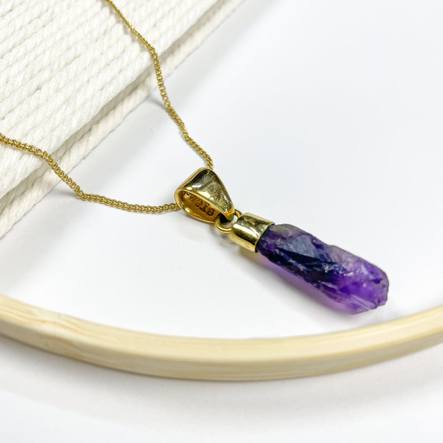 Dainty Amethyst Point Pendant - Alchemia Gold