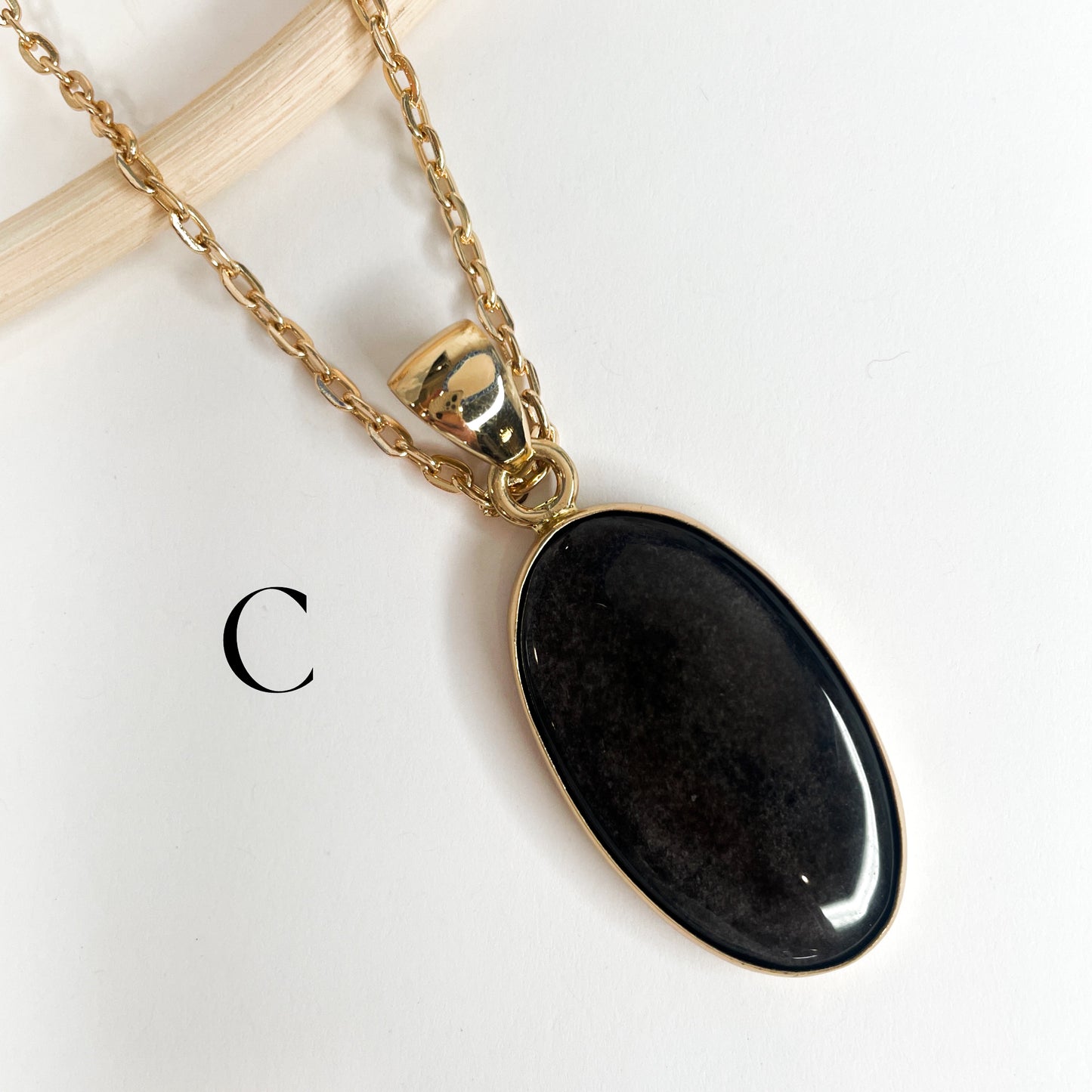 Silver Sheen Obsidian Oval Ring & Pendant - Both Metals