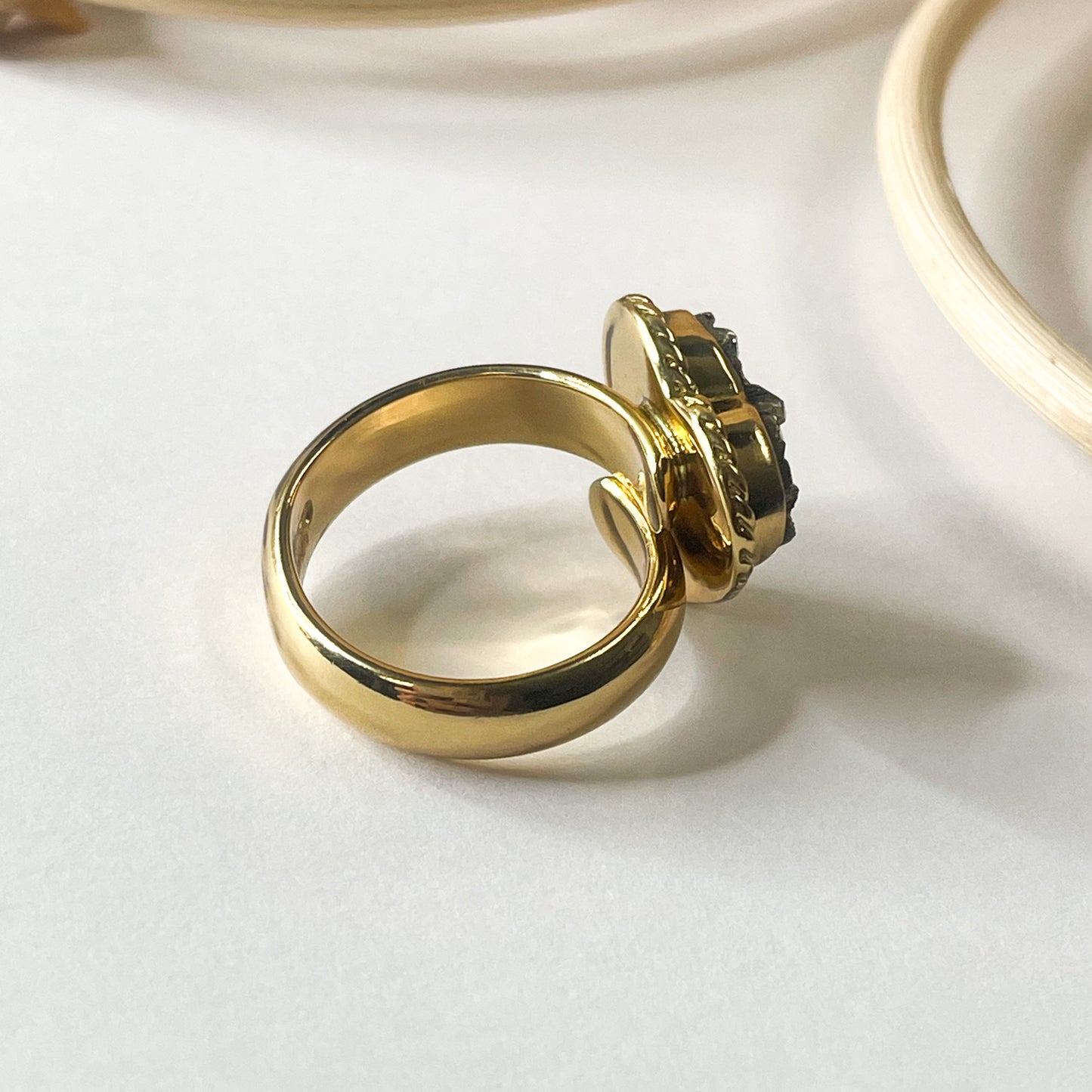 Druzy Pyrite Heart Ring - Alchemia