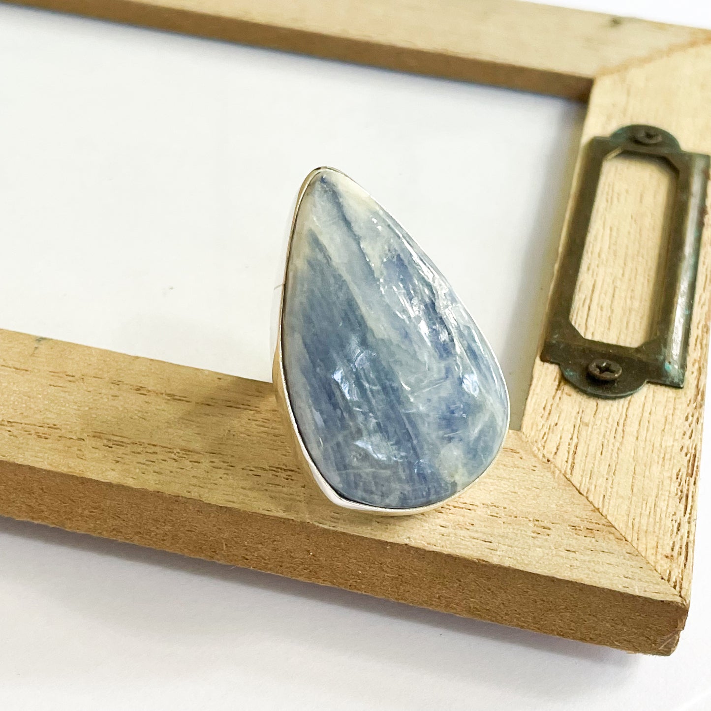 Unique Light Blue Kyanite Ring - Solid Sterling Silver