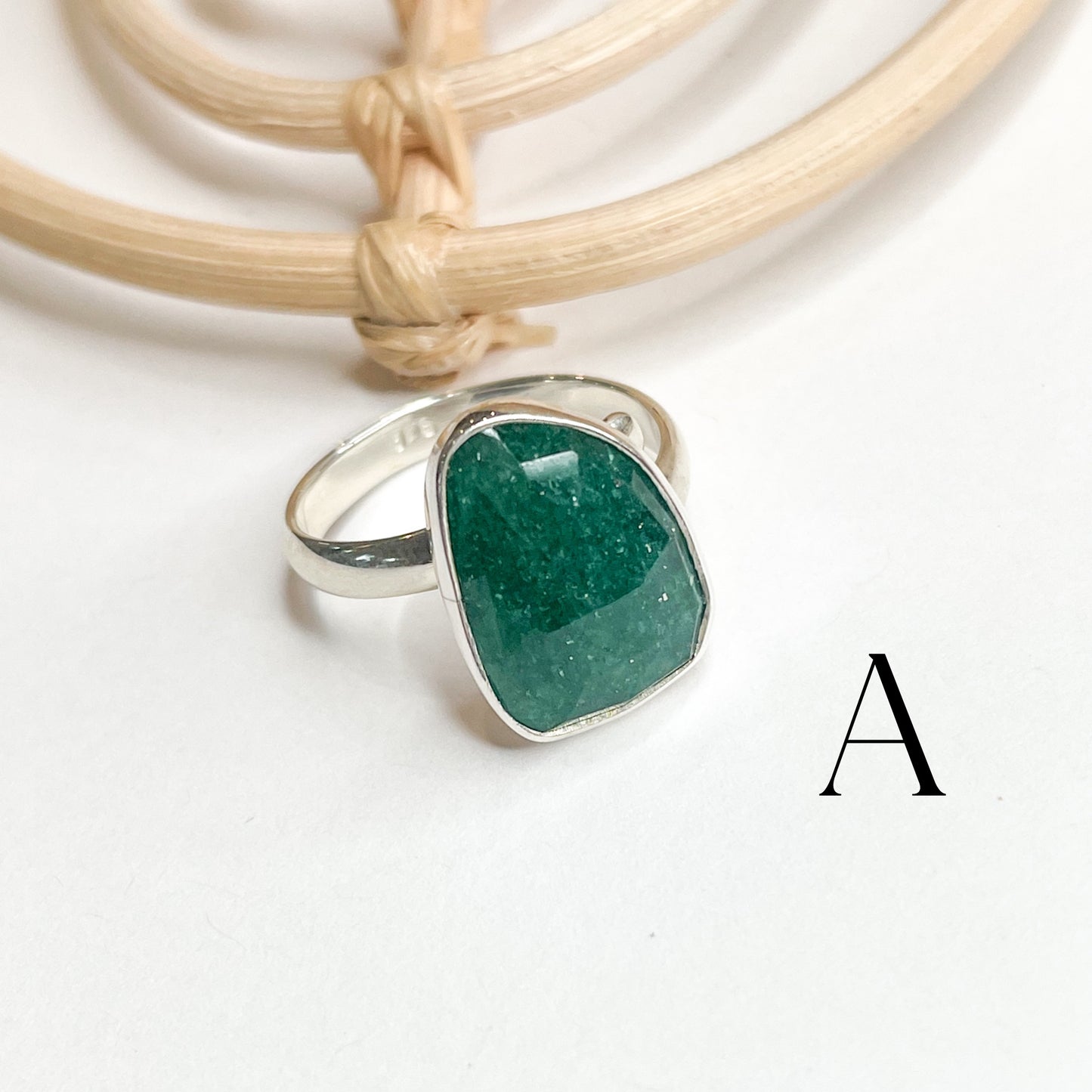 Green Aventurine Freeform Ring - Alchemia & Sterling Silver