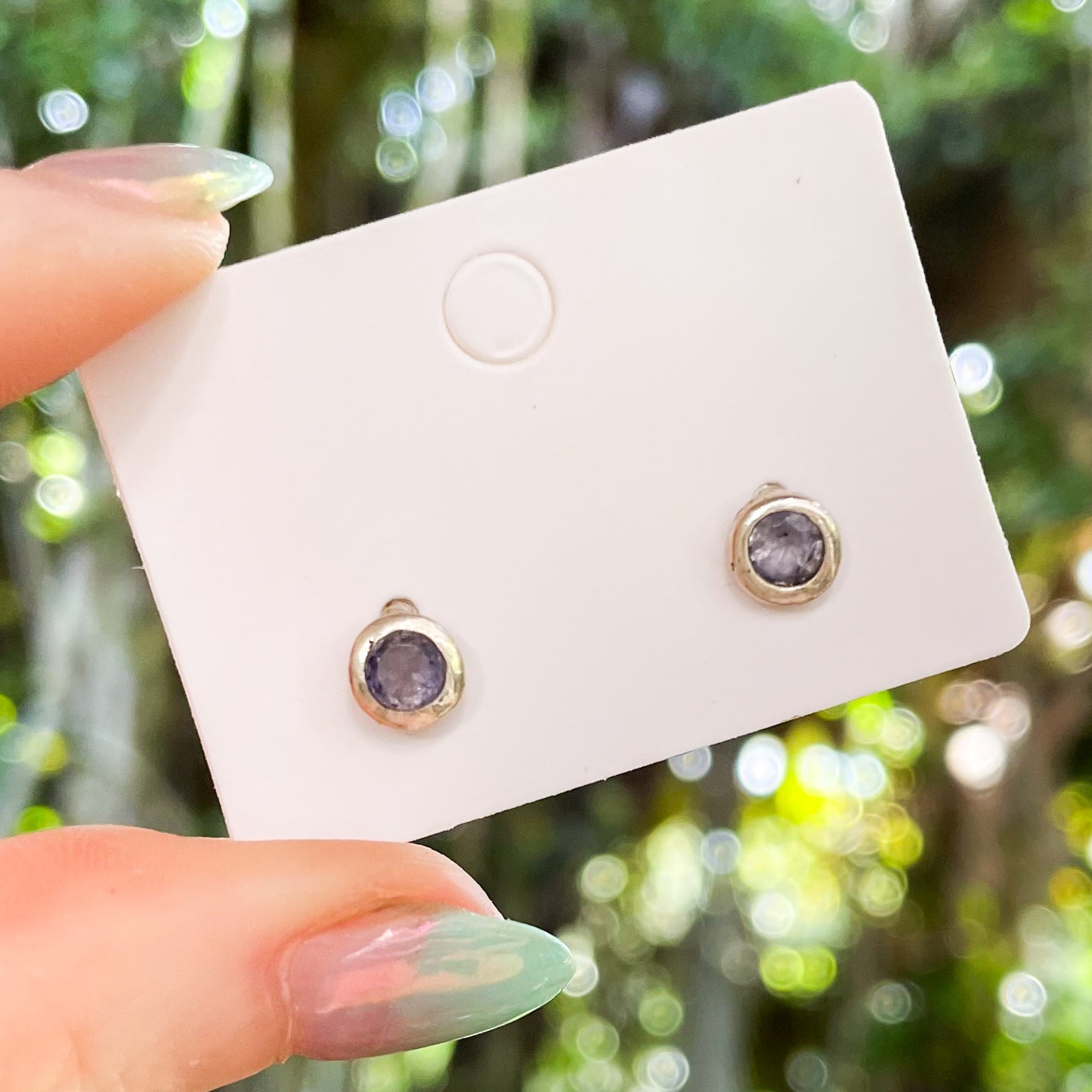 Boho Chic Stone Studs - Solid Sterling Silver