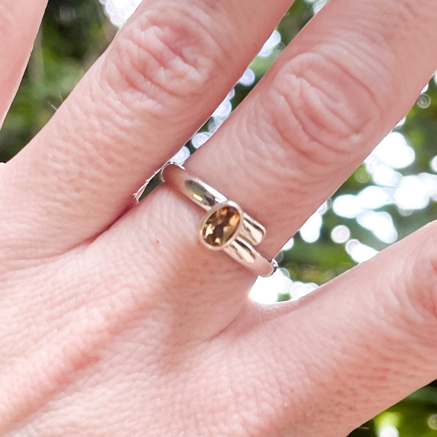 Dainty Citrine Ring - Solid Sterling Silver