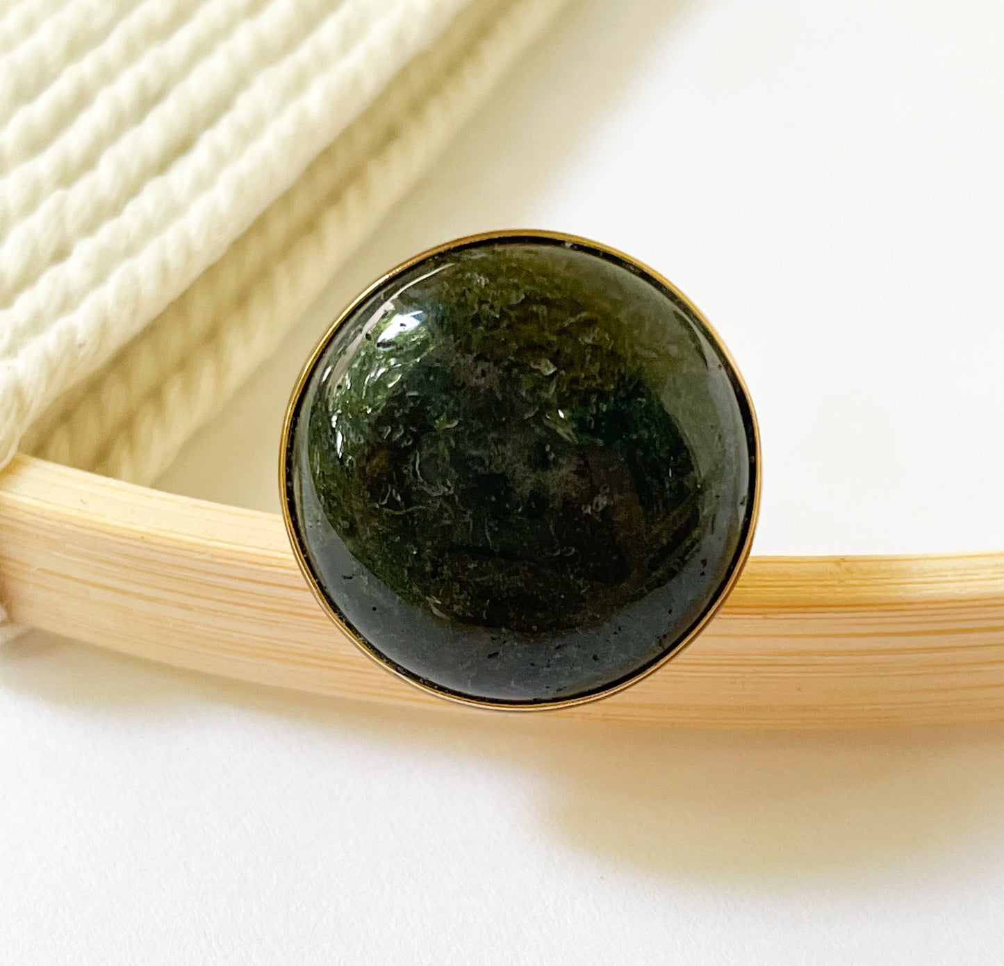 Moss Agate Polka Dot Ring - Alchemia Gold