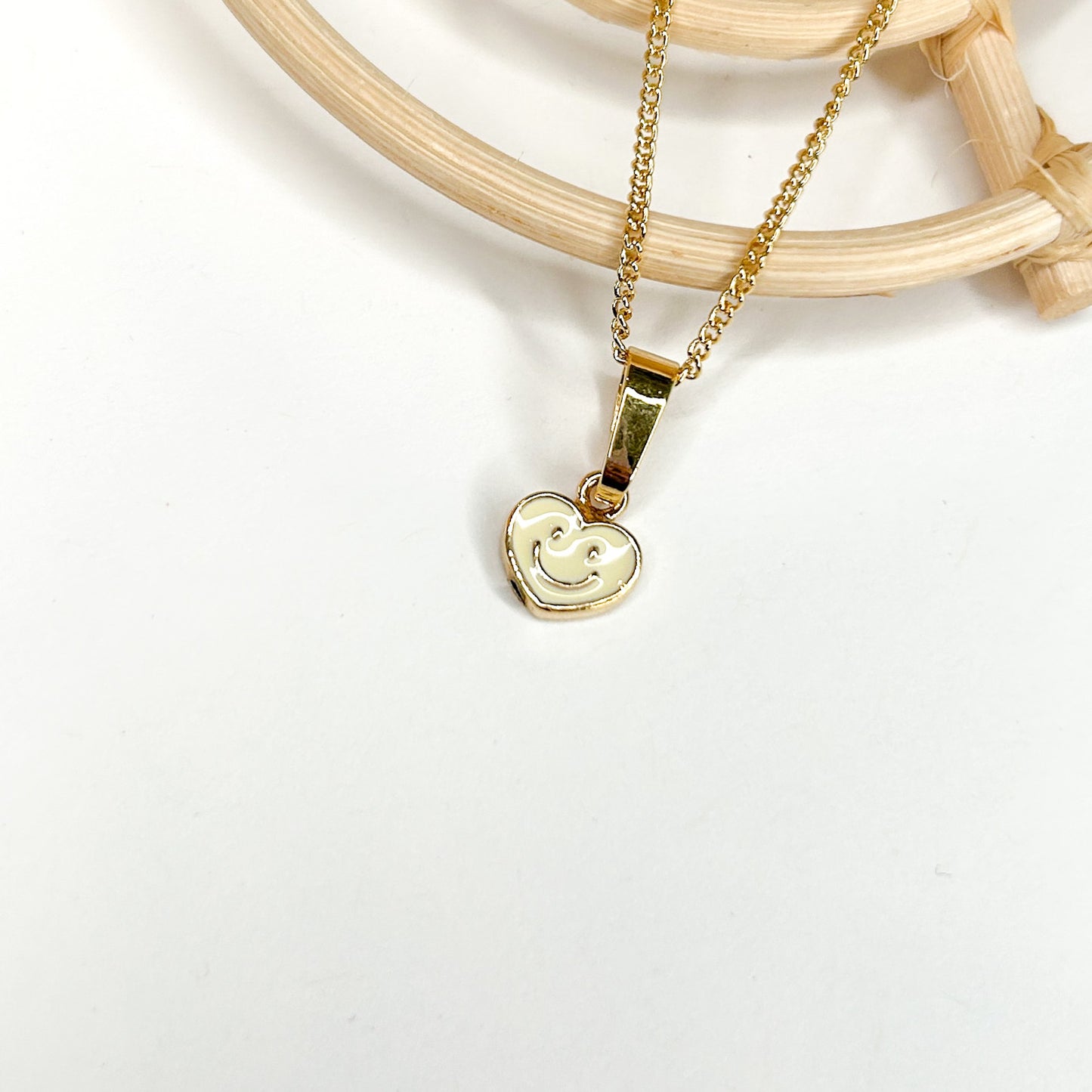 Heart Smiley Face Pendant - 18K Gold Filled