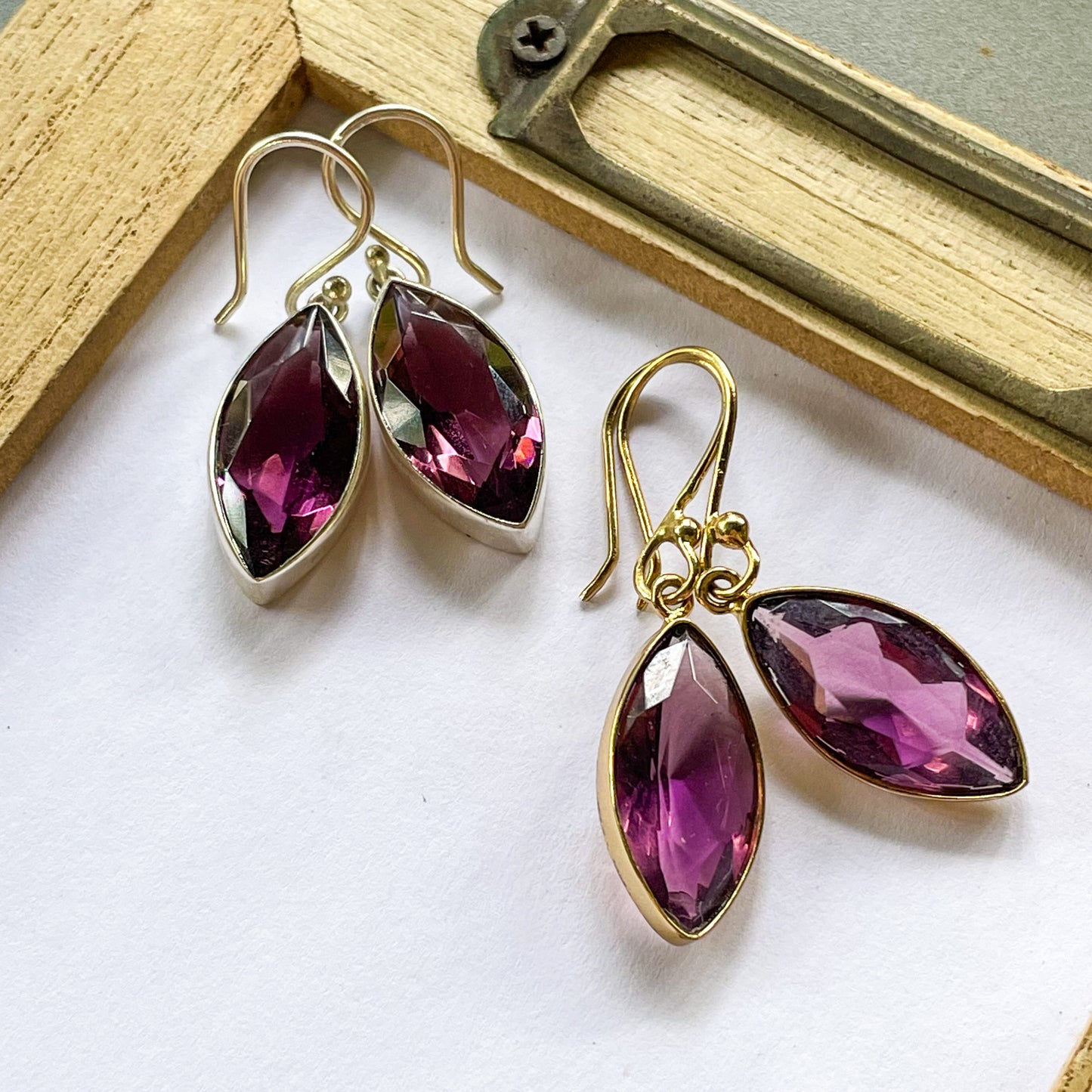 Mauve CZ Earrings - Both Metals