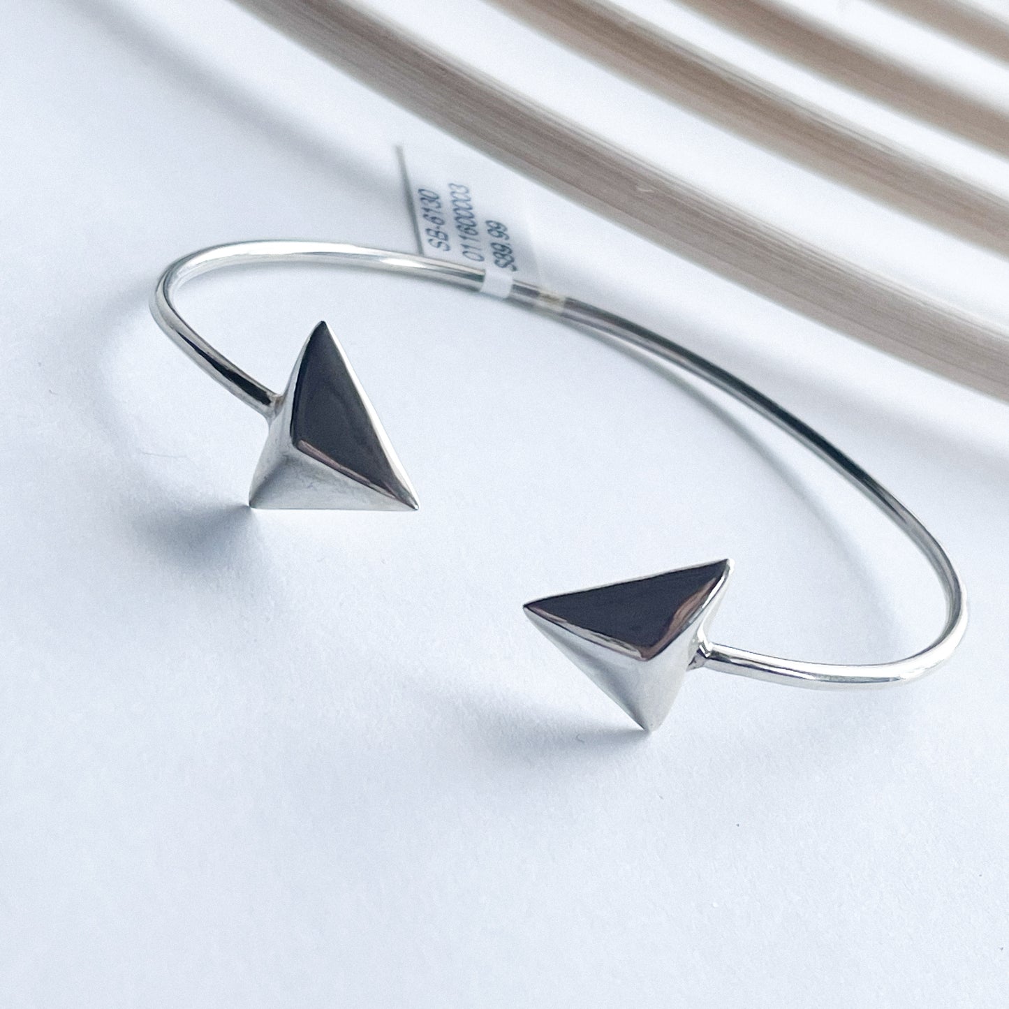 Dainty Pyramid Bypass Cuff - Solid Sterling Silver
