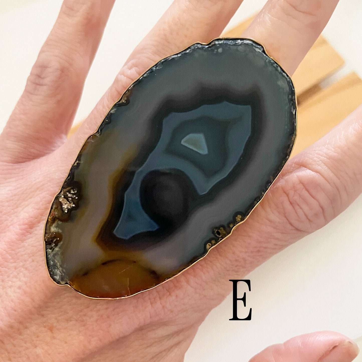 Pink or Brown Statement Agate Rings - Alchemia