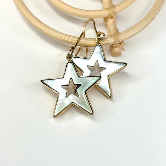 Mother Of Pearl Star Dangle Earrings -  Alchemia