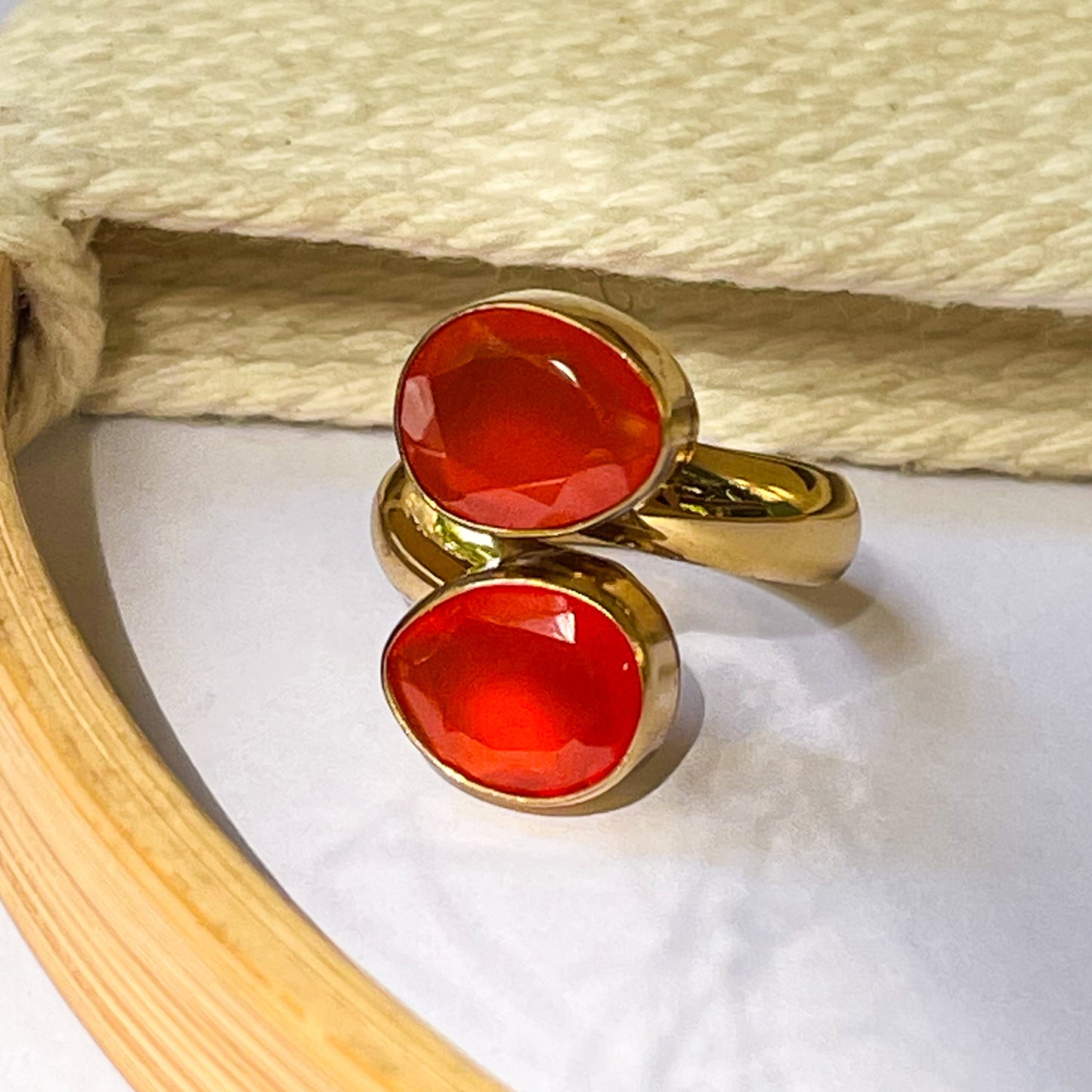 Carnelian Bypass Ring - Alchemia Gold