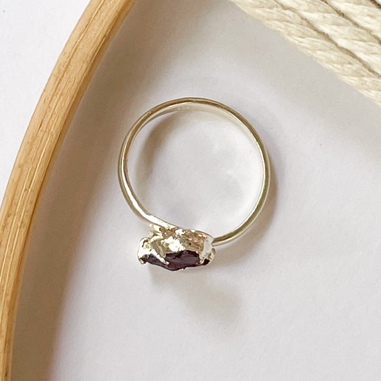 Raw Tourmaline Adjustable Ring - Solid Sterling Silver