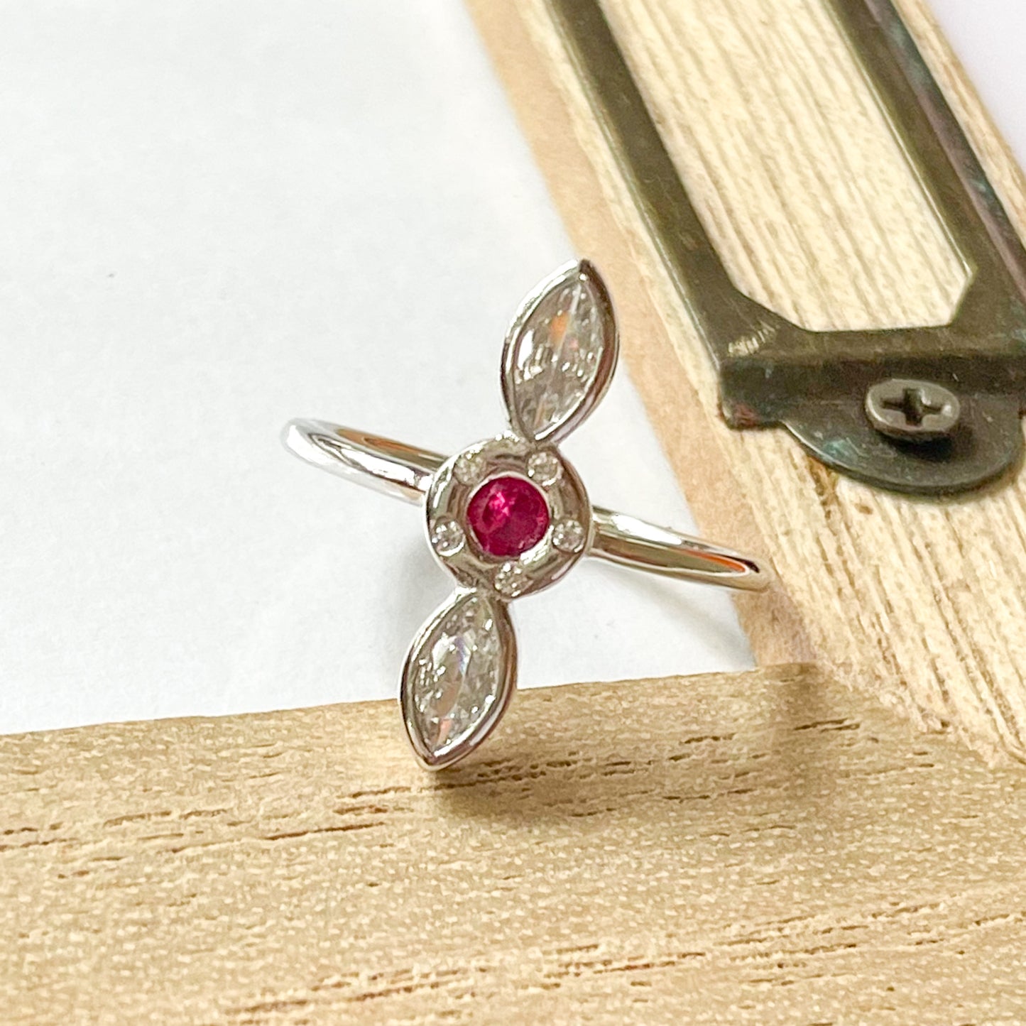 Pink & White CZ Dainty Crawler Sized Ring - SSS or Vermeil