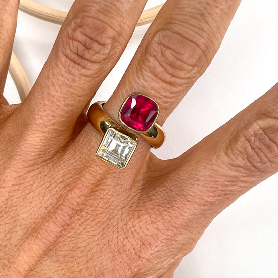 Red & White CZ Bypass Ring - Alchemia