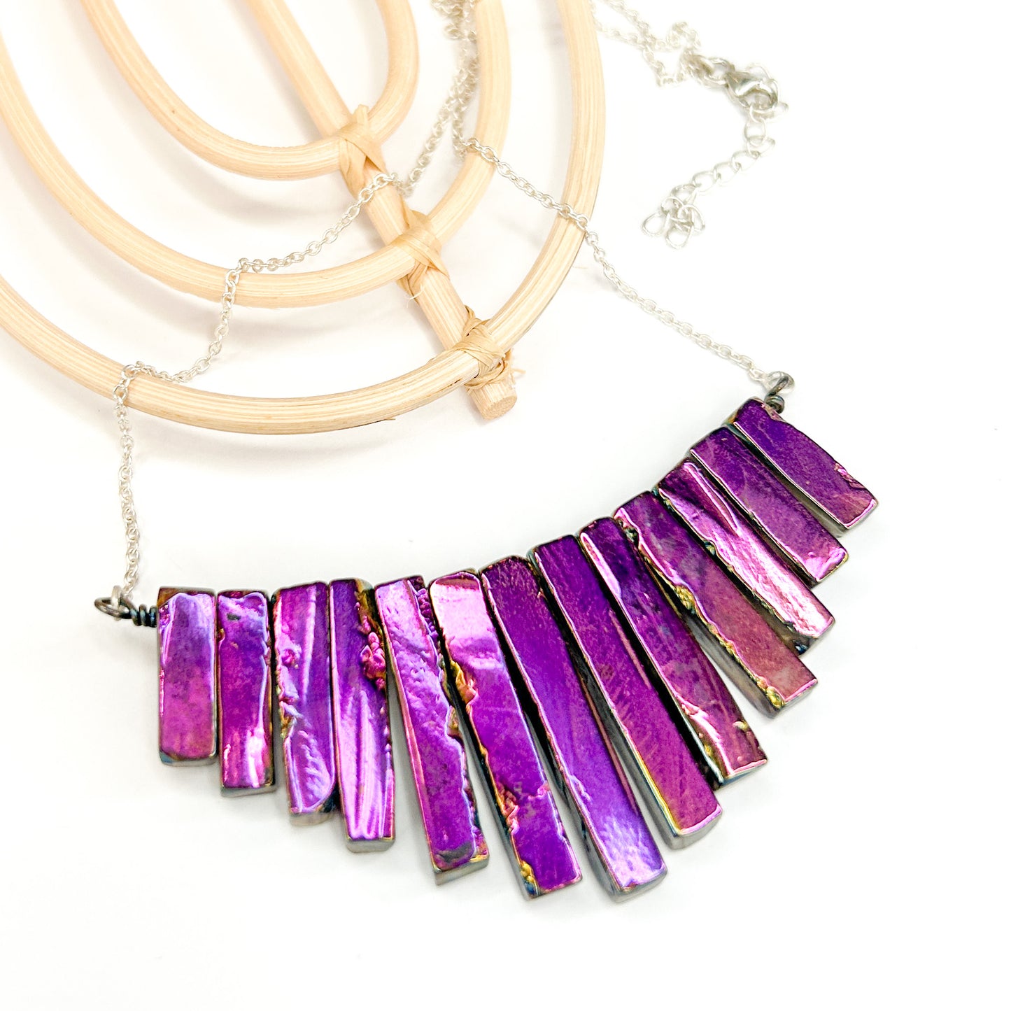 Titanium Squared Point Necklace - Solid Sterling Silver