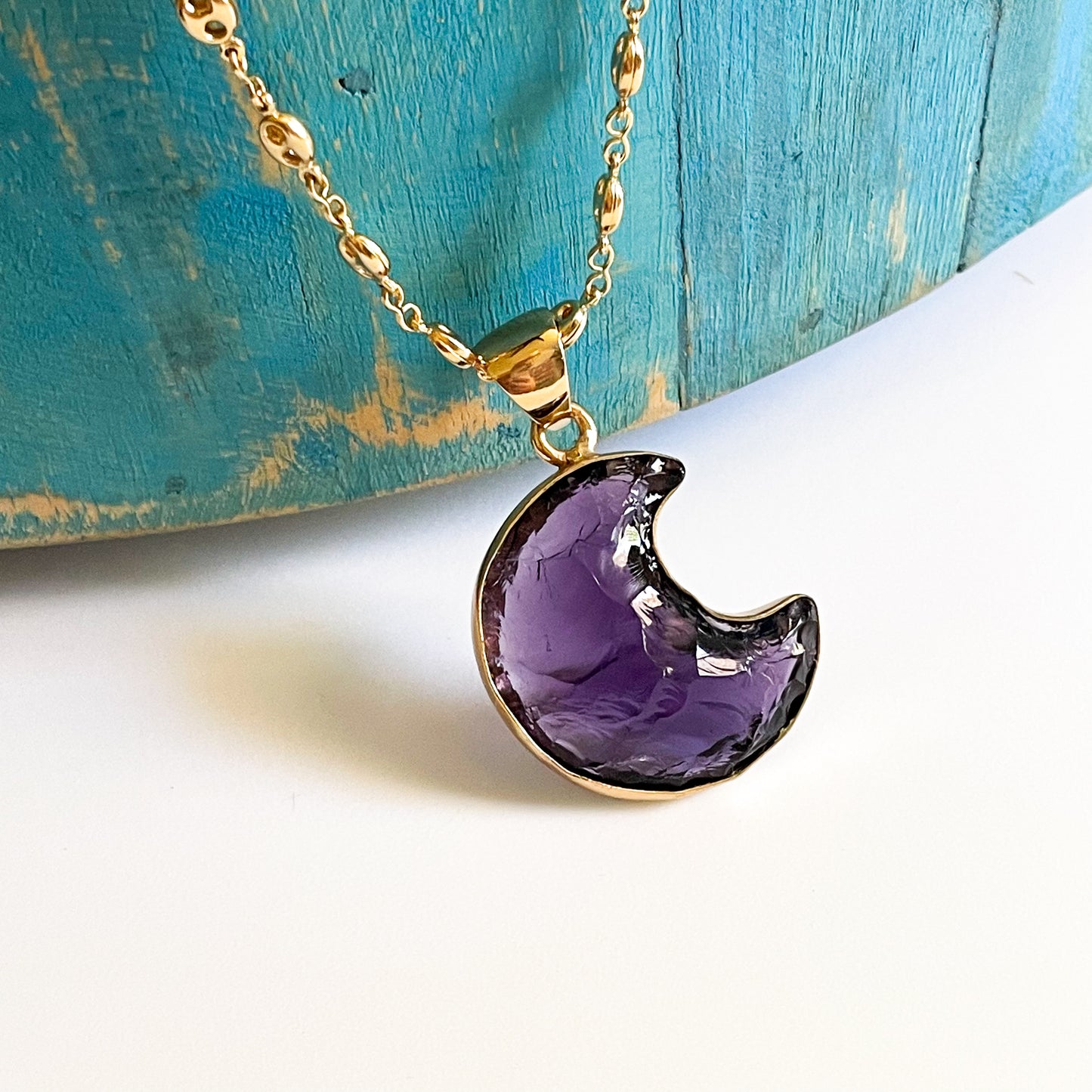 Crescent Moon Glass Pendant - Alchemia & Solid Sterling Silver