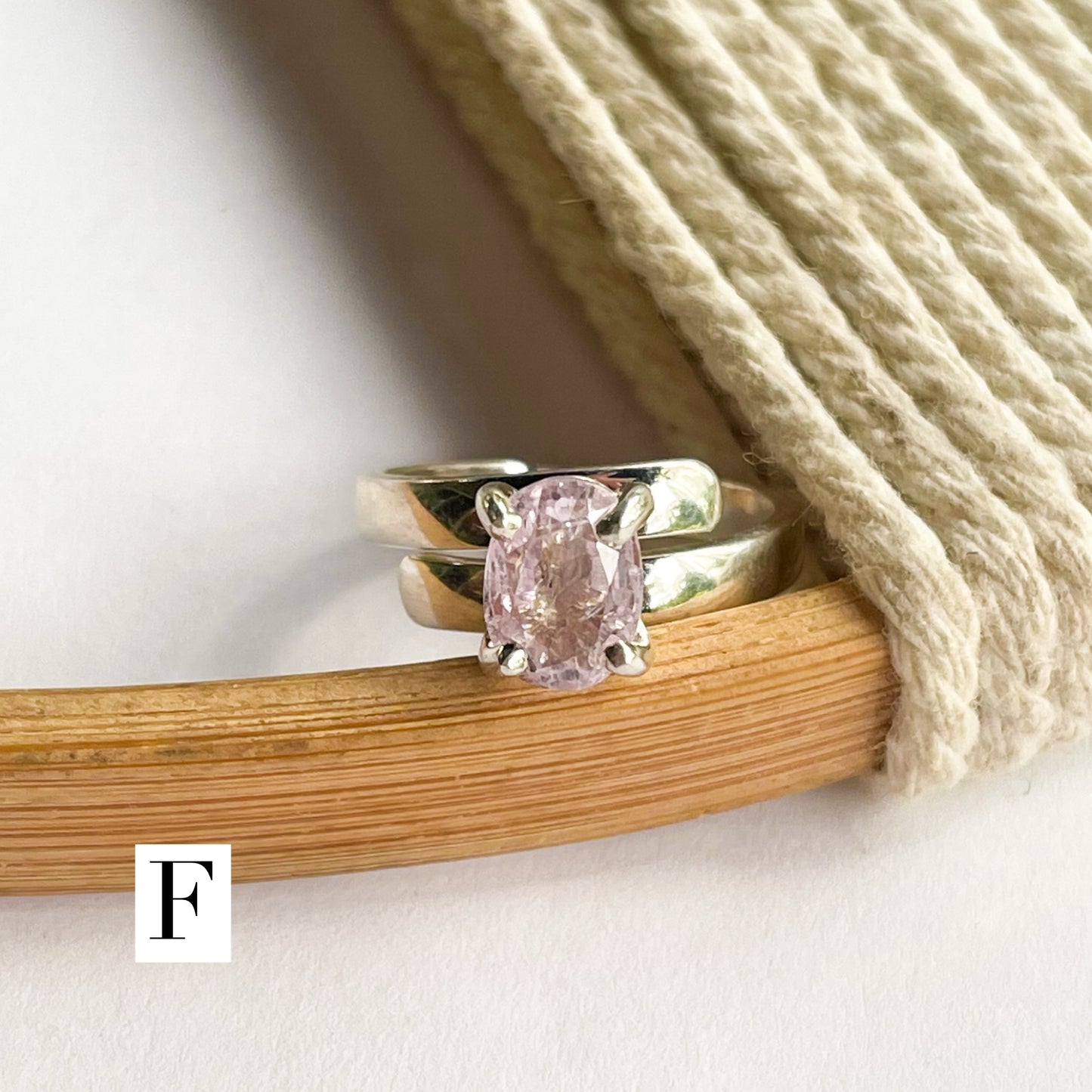 Certified Natural Kunzite Prong Ring - Solid Sterling Silver