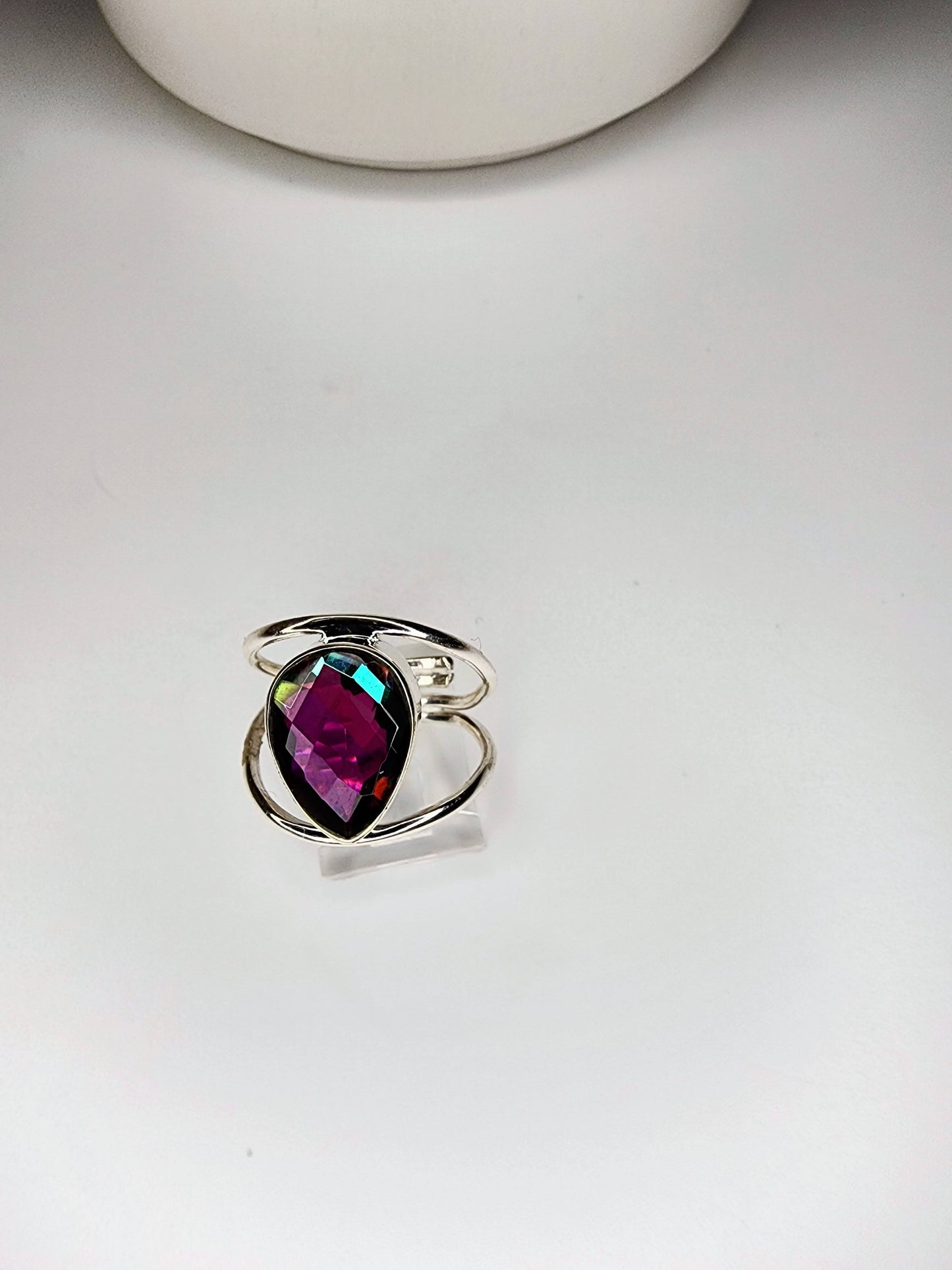 Faceted Aurora Quartz Teardrop Ring - SSS