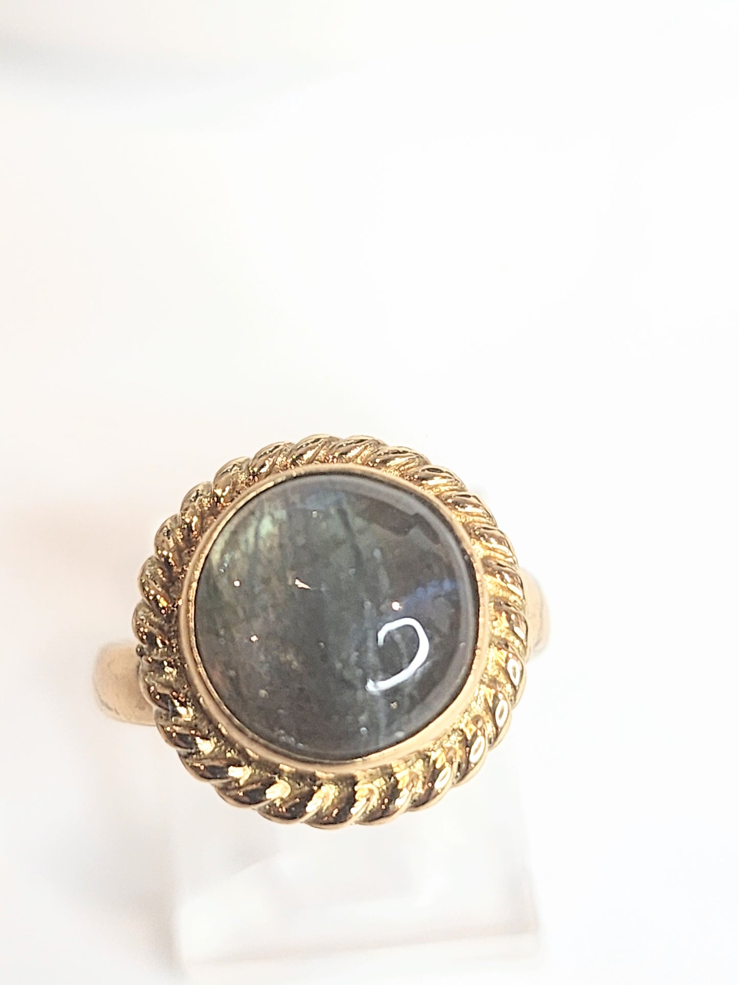Dainty Labradorite Polka Dot Rope Ring - Alchemia