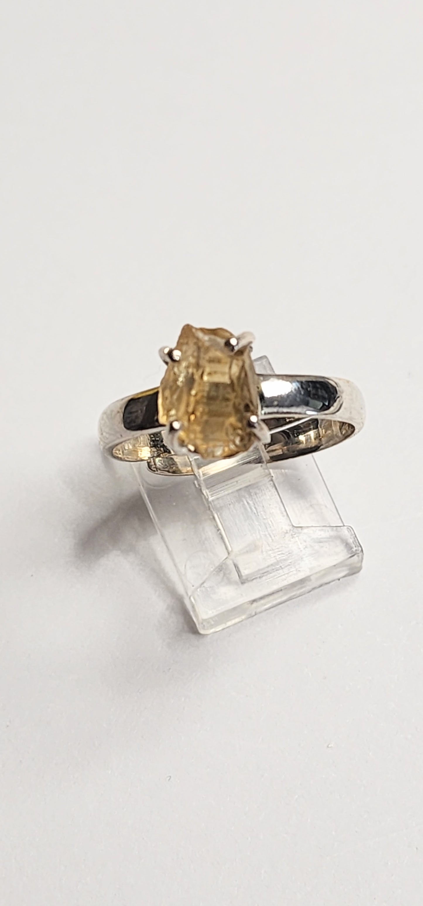 Freeform Citrine Prong Ring - Solid Sterling Silver