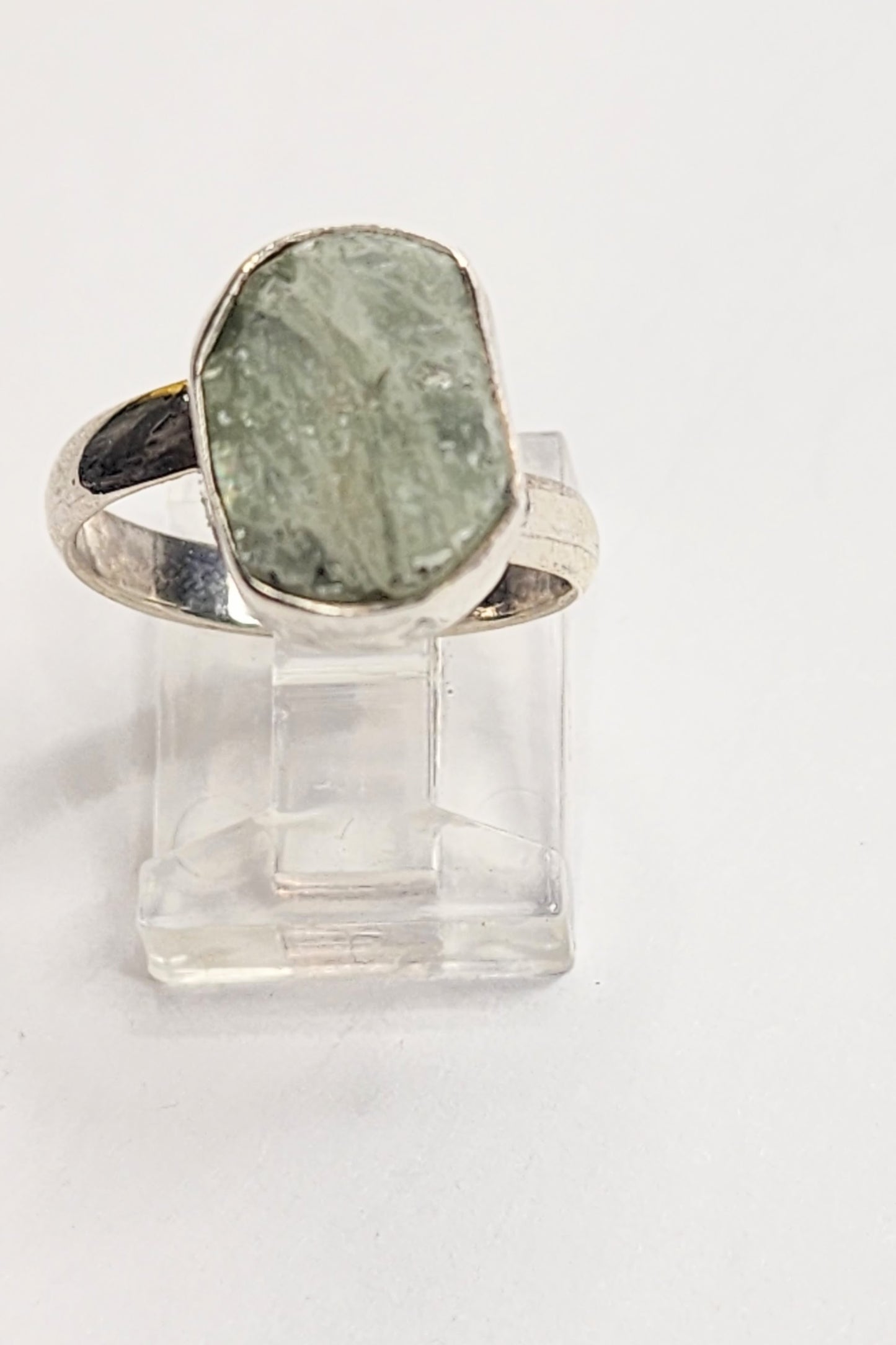 Dainty Green Kyanite Adjustable Ring - Solid Sterling Silver